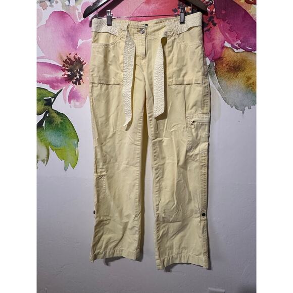 J Crew Womens Yellow Cotton Distressed Favorite Fit Roll Tab Cargo Chino Pants 4 - Picture 1 of 7